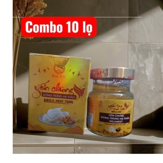   Combo 10 lọ  Yến sào cao cấp Milanest chưng đông trùng hạ thảo kèm hộp lọ 70ml 