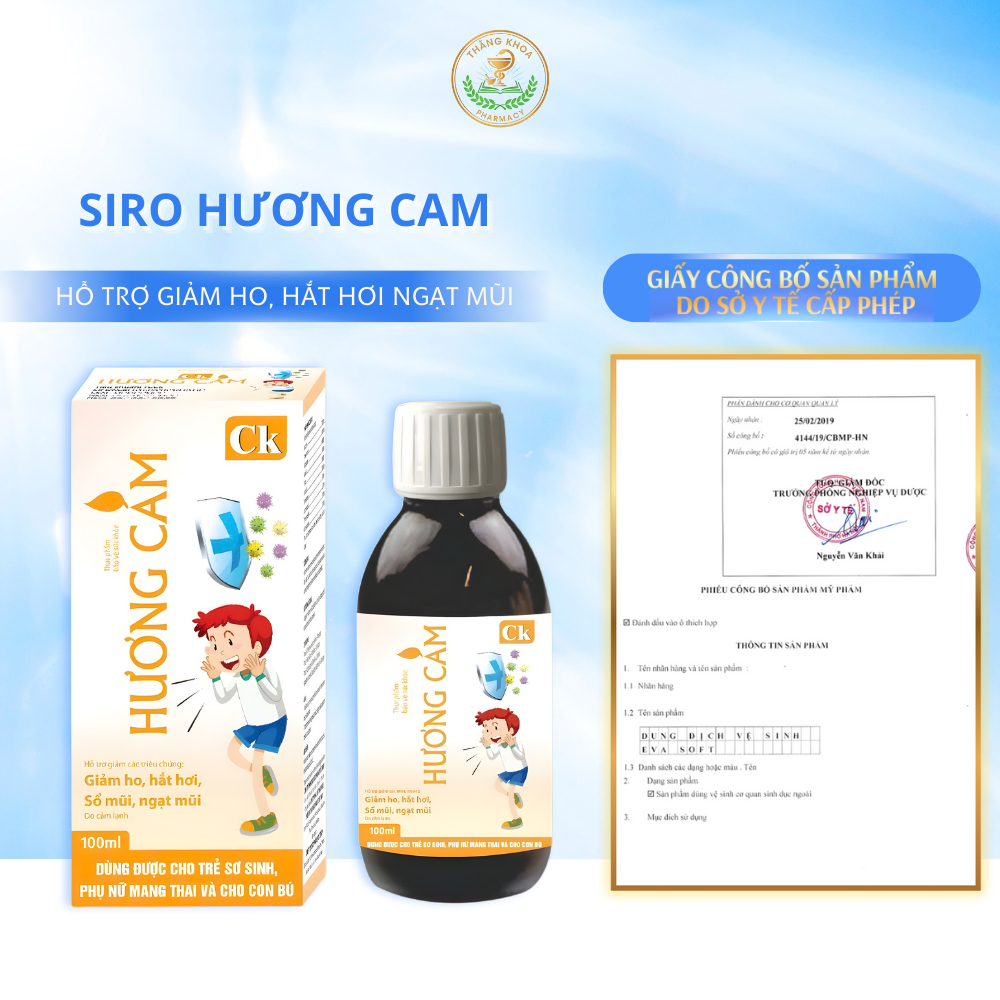 Siro Hương Cam CK Hỗ Trợ Gúp Giảm Ho, Hắt Hơi, Sổ Mũi Ở Trẻ Em