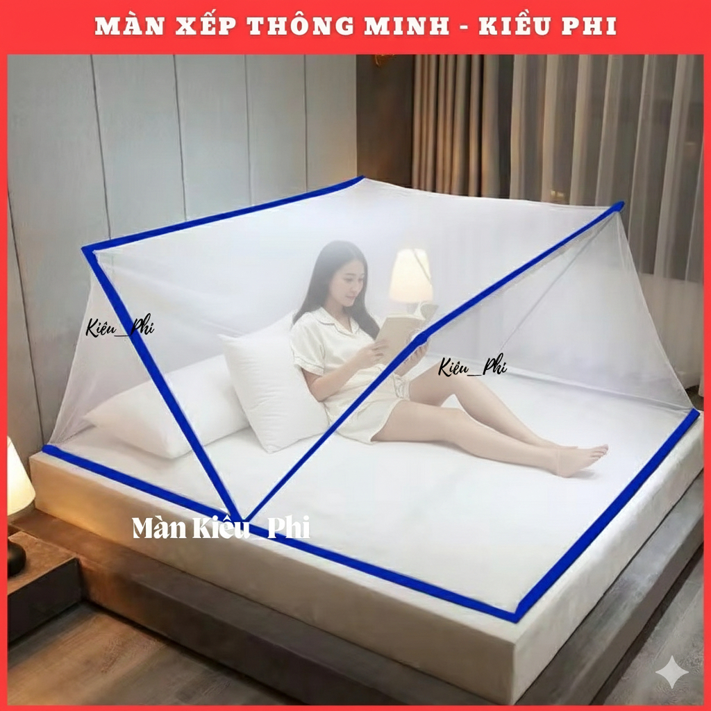 Màn chụp khung xếp thông minh gấp gọn Kiều Phi - Mùng chụp tự bung xếp chống muỗi tiện dụng