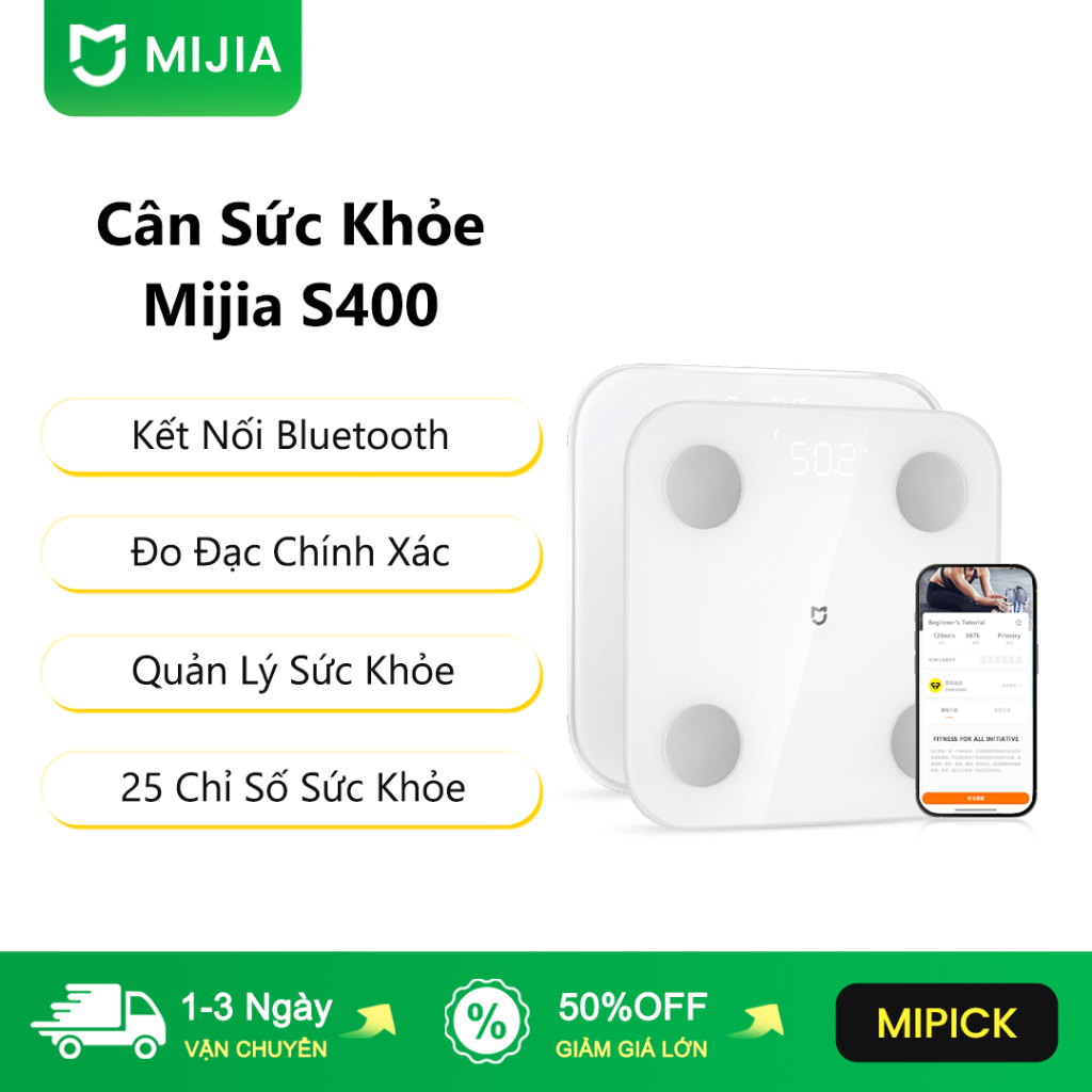 MIJIA Cân Đo Mỡ Cơ Thể S400, Cân Sức Khỏe, Đo Lường Tần Số Kép, 25 Chỉ Số Sức Khỏe, Quản Lý Sức Khỏe