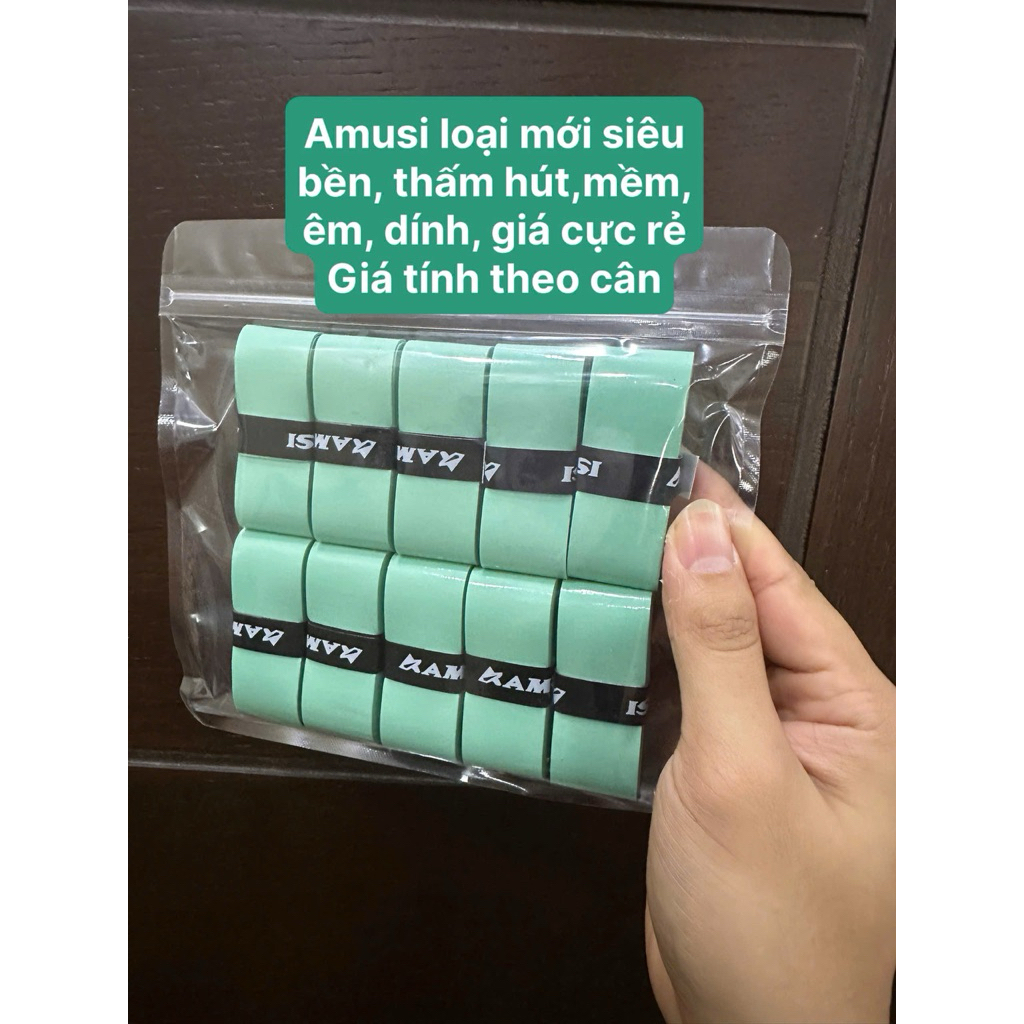 Combo 20 quấn cán AMUSI tặng cốt, chính hãng,dày dặn, siêu bền, êm, dính cho pickcleball, cầu lông, 