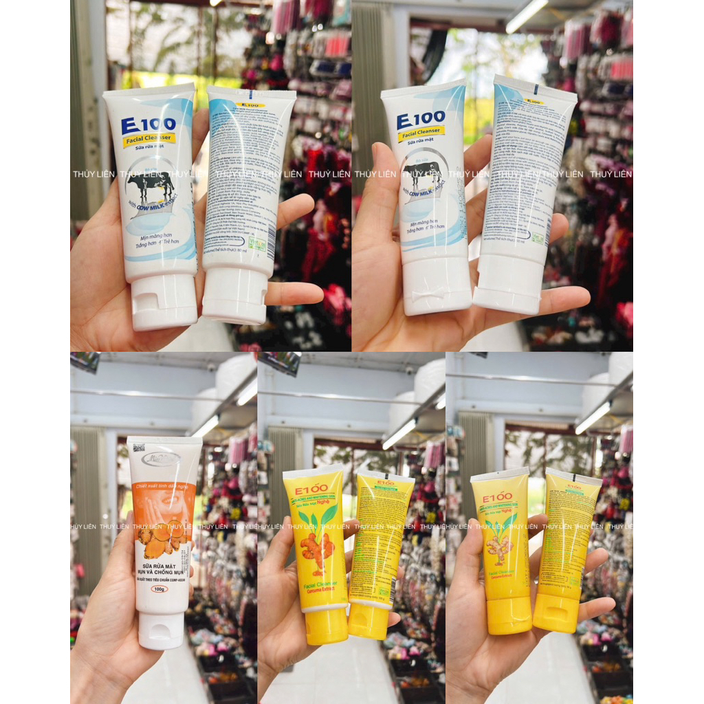 Sữa rửa mặt nghệ giúp sạch da lành tính có 3 loại ( e100 nghệ, e100 bò, …)
