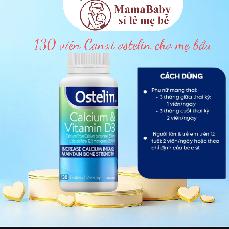 [Chính Hãng]  (hộp nhựa) 130 viên Canxi ostelin sile