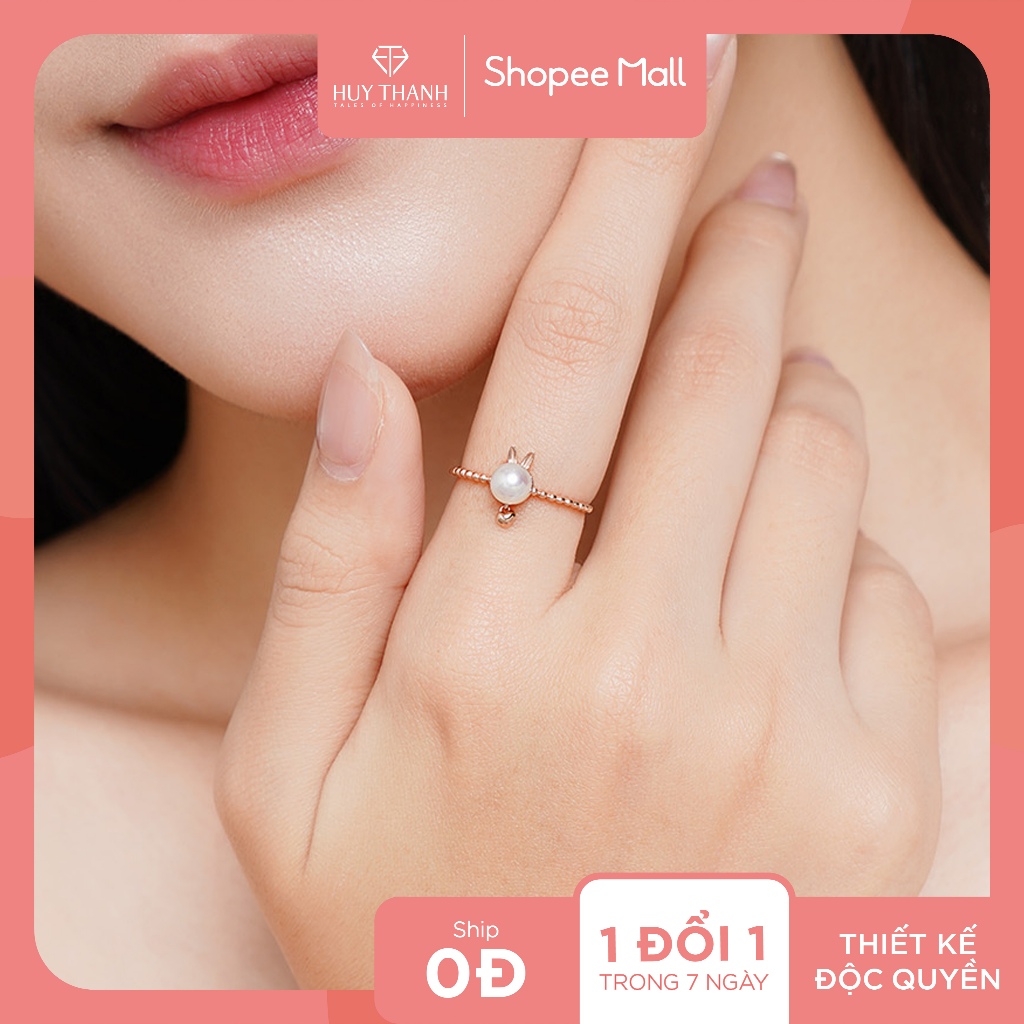 RABBIT TALES - Nhẫn thời trang Vàng 10K Ngọc trai Bunny Bell NLF524 Huy Thanh Jewelry