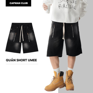   SALE TẾT 40%  Quần short nam Lửng màu đen UMEE bst "VỪA ĐỦ" chi tiết khóa kéo CAPMAN CLUB quần lửng nam phom rộng qua 