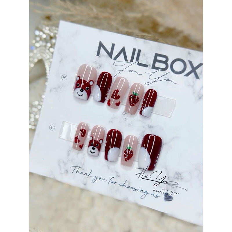 ( T01) nailbox thiết kế mã T01 hình gấu dâu