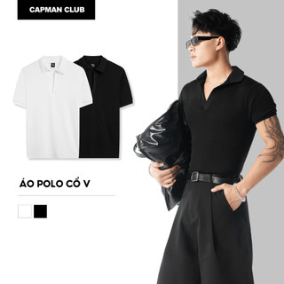  Áo thun nam polo CỔ V ôm body - bst "VỪA ĐỦ" CAPMAN CLUB áo thun boby có cổ slim fit chất vải thun gân co giãn 