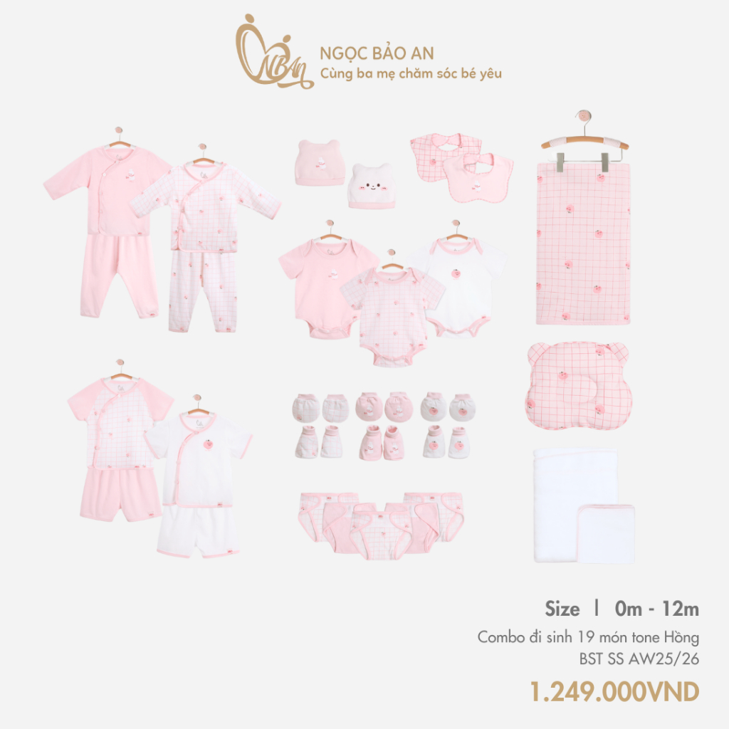 M&B (0-3M) Combo đi sinh, set quà tặng 19 món cho bé trai bé gái sơ sinh, combo đầy đủ cho bé sơ sinh BST SS Tháng 10