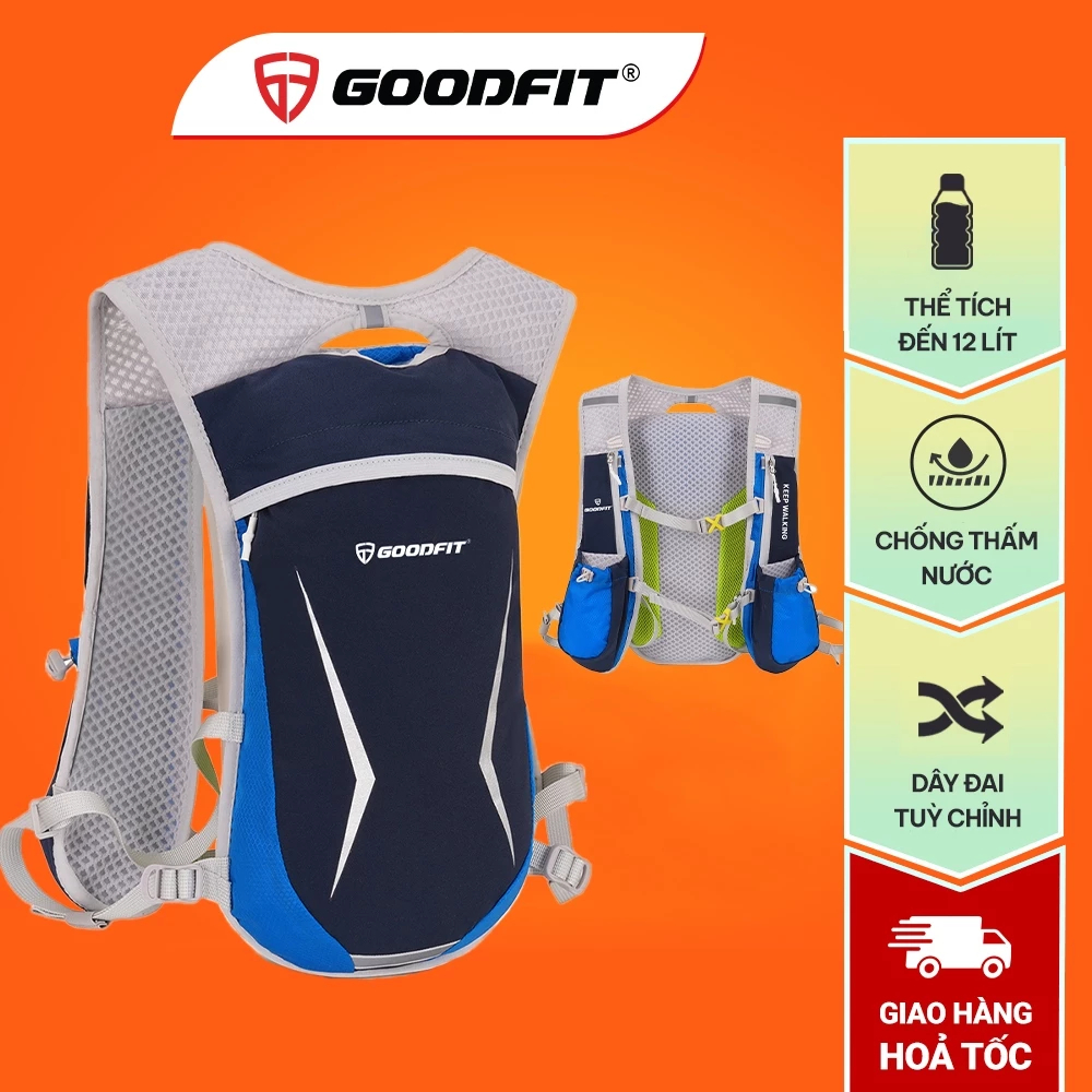 GoodFit Vest Nước & Balo Chạy Bộ GF303RV GF302RV Chất Liệu Nylon Spandex Màu Xanh Free Size Dùng Đựn