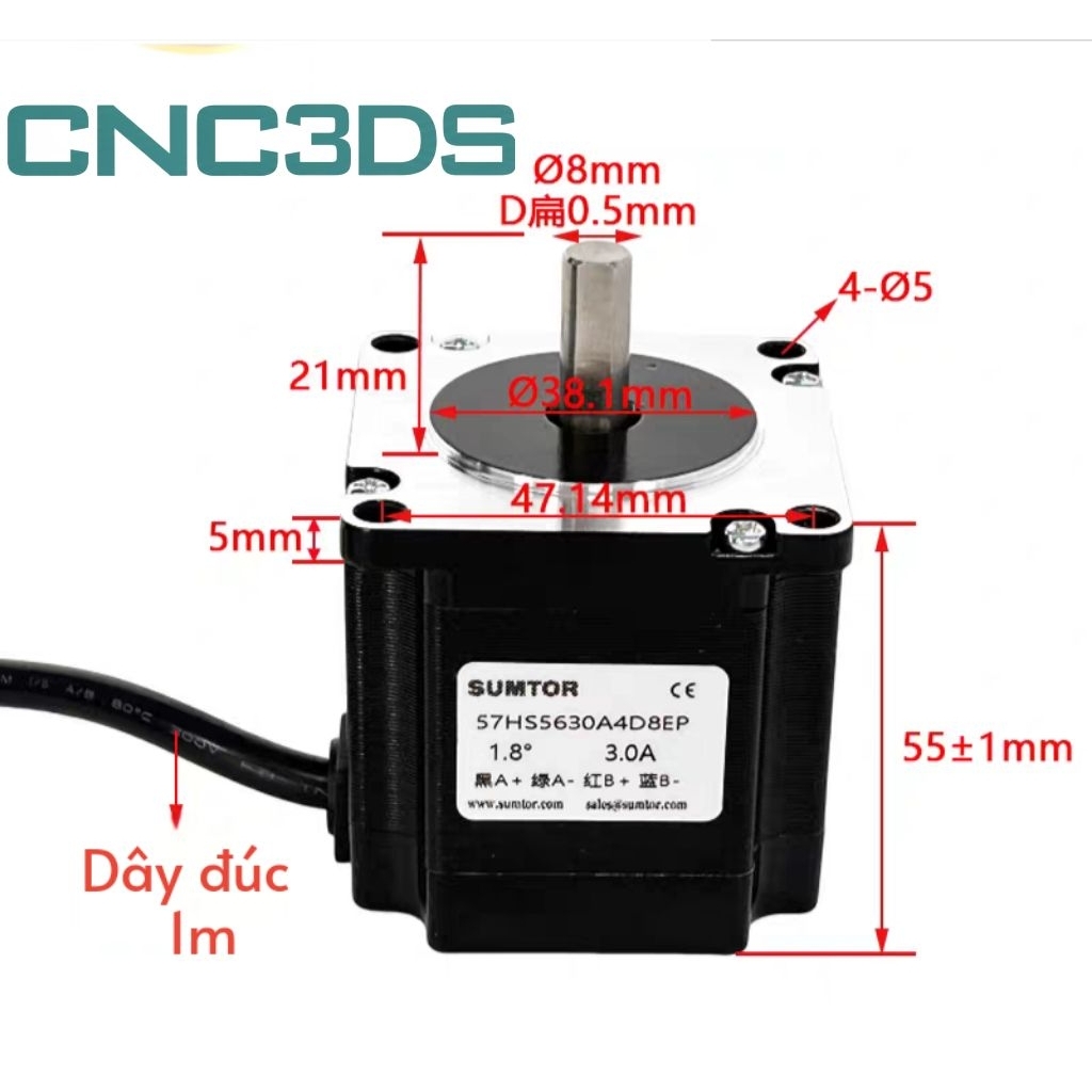 [Mới 100%] Động cơ bước 57HS56 - Step motor (NEMA23) [ Giá rẻ ]