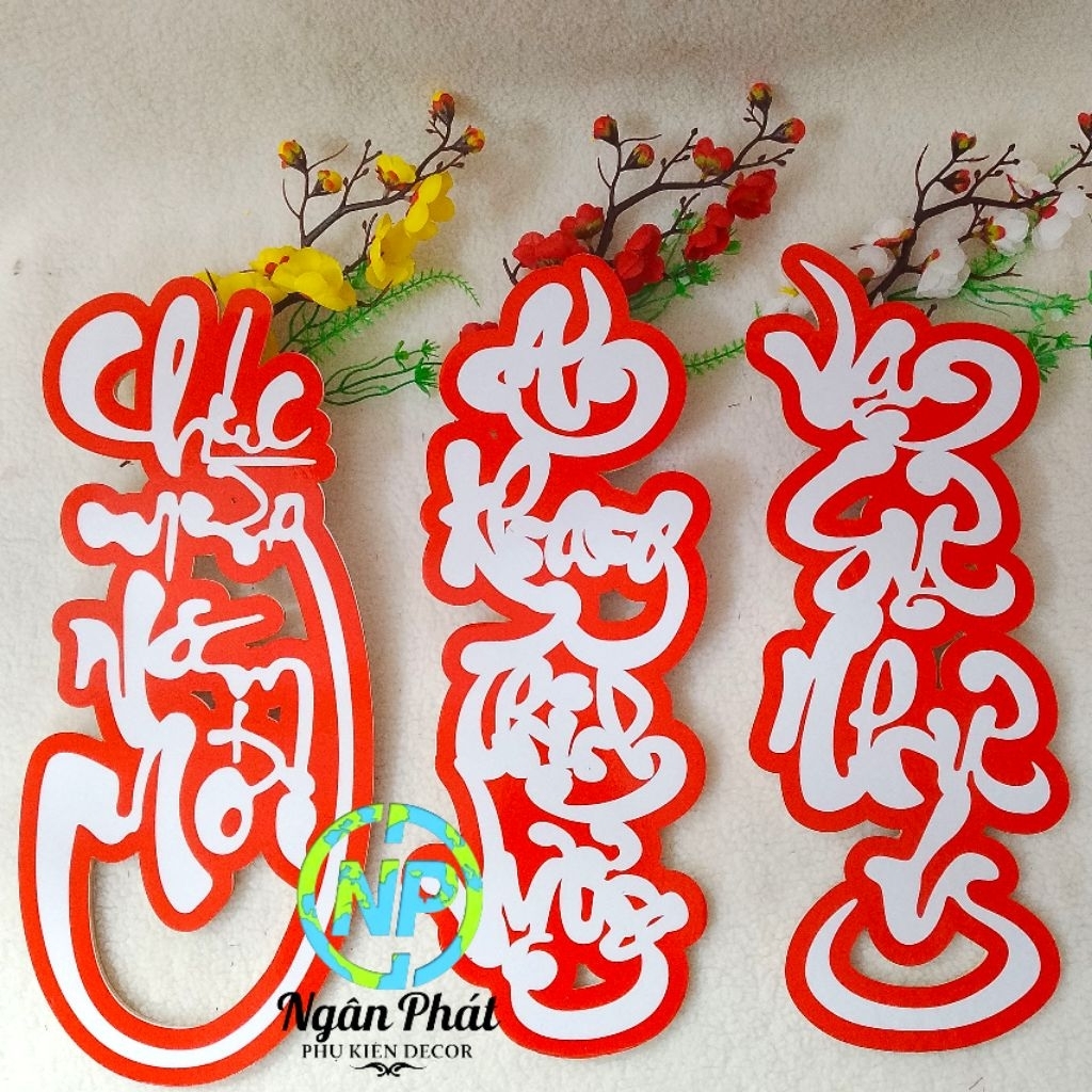 Bộ chữ thư pháp câu đối trang trí Tết, ý nghĩa An khang thịnh vượng Vạn sự như ý được thiết kế theo 