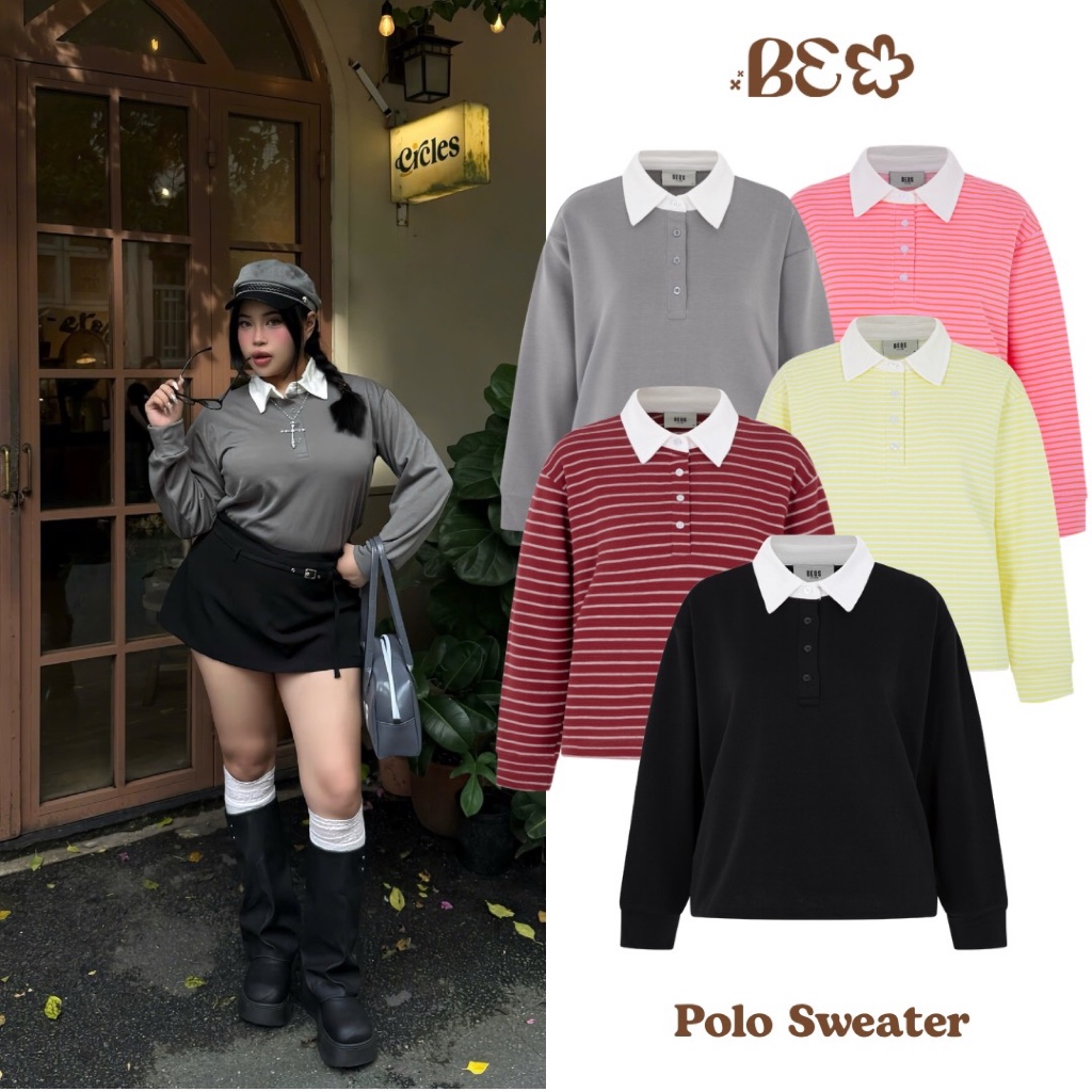 |BEOS BIGSIZE| SWEATER POLO BIGSIZE NỮ 60-100KG FALL 2025 ( nhiều loại vải)