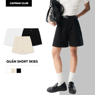  Quần short nam phom rộng SKIES trên gối CAPMAN CLUB quần đùi nam kaki nhung phom ngắn trẻ trung 