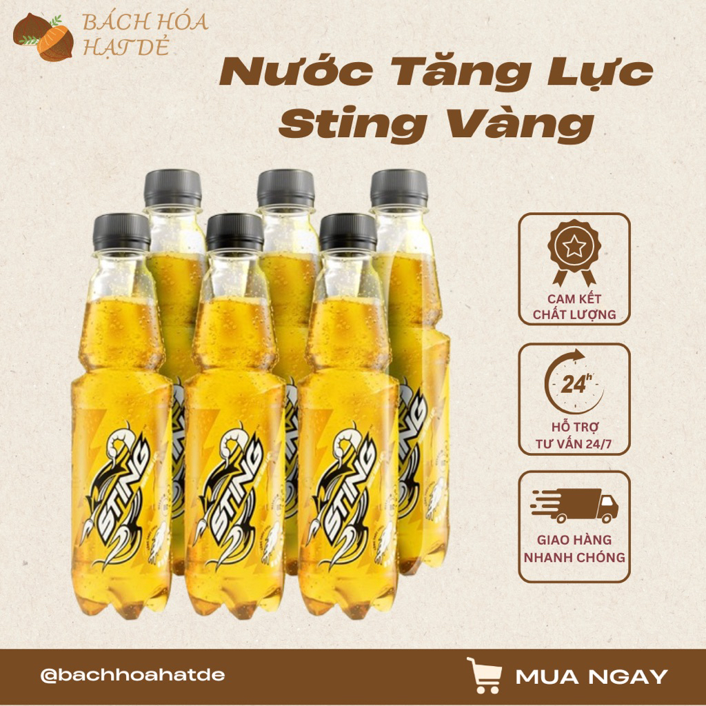 [Lốc 6 Chai] Nước Tăng Lực Sting Vàng Chai 330ml