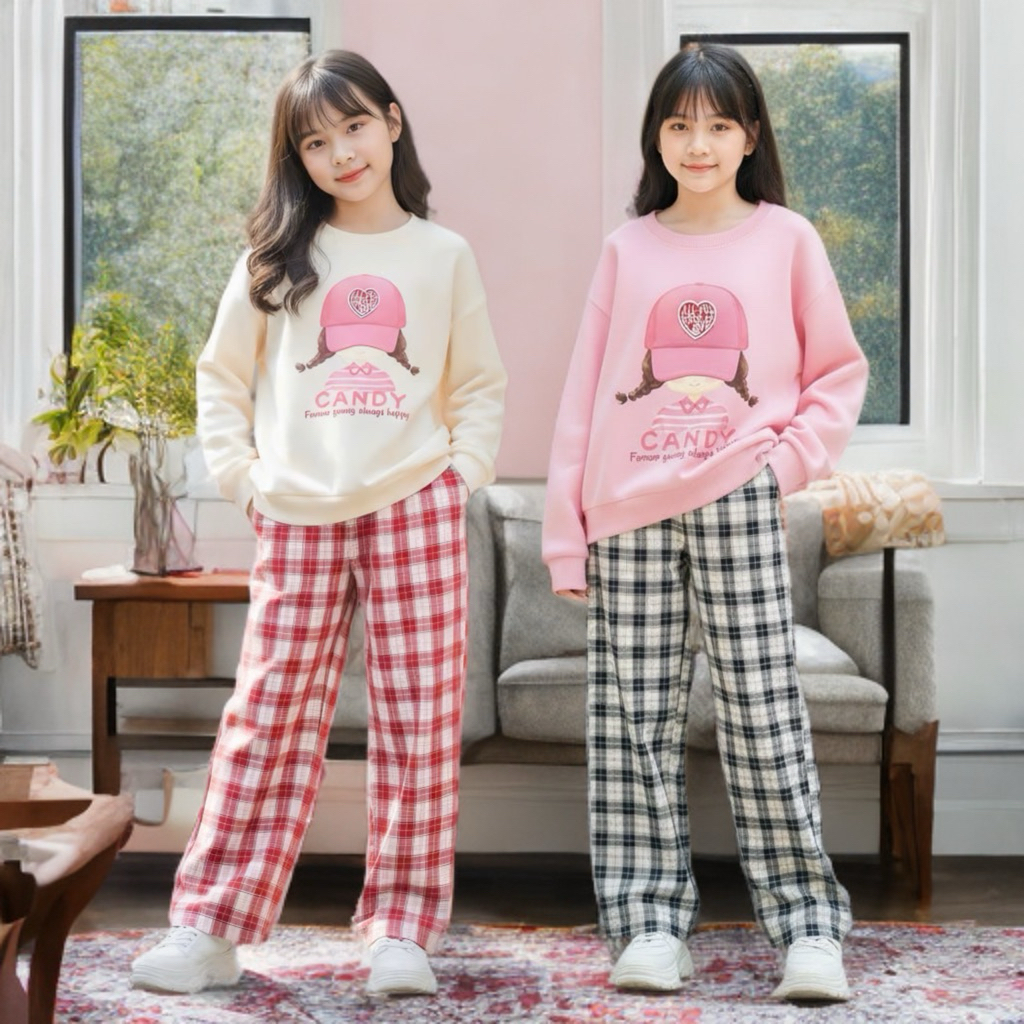 Quần suông kẻ cho bé gái size đại BEESHOP KM0014