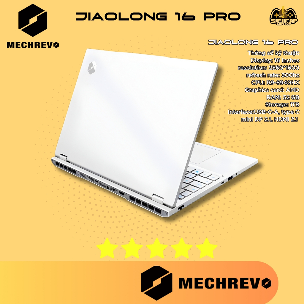 Laptop Gaming MECHREVO JiaoLong 16 Pro R9-8940HX | RTX 5070 115W | 16” 2.5K 300Hz | 32GB RAM | 1TB S