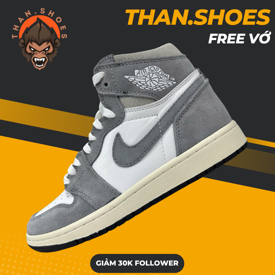 Giày Sneaker 𝓙𝓓1 High Washed Black Cổ Cao Trắng Xám Da Lộn - Than.Shoes