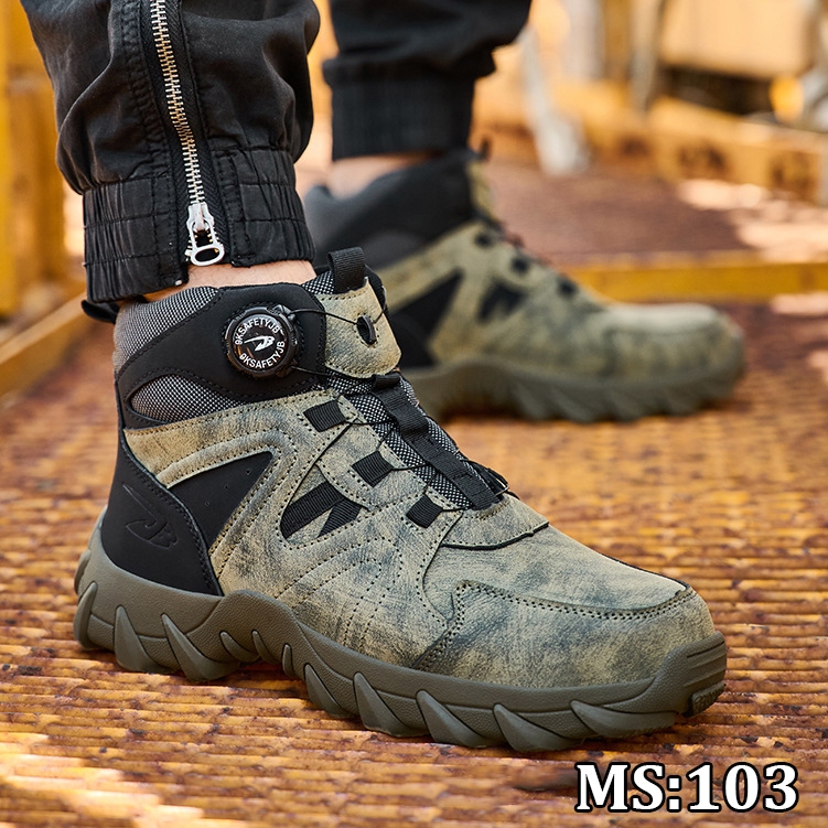 Giày bảo hộ HUTA cổ cao nút vặn chống đinh, chống dập ngón, chống trơn trượt, chính hãng