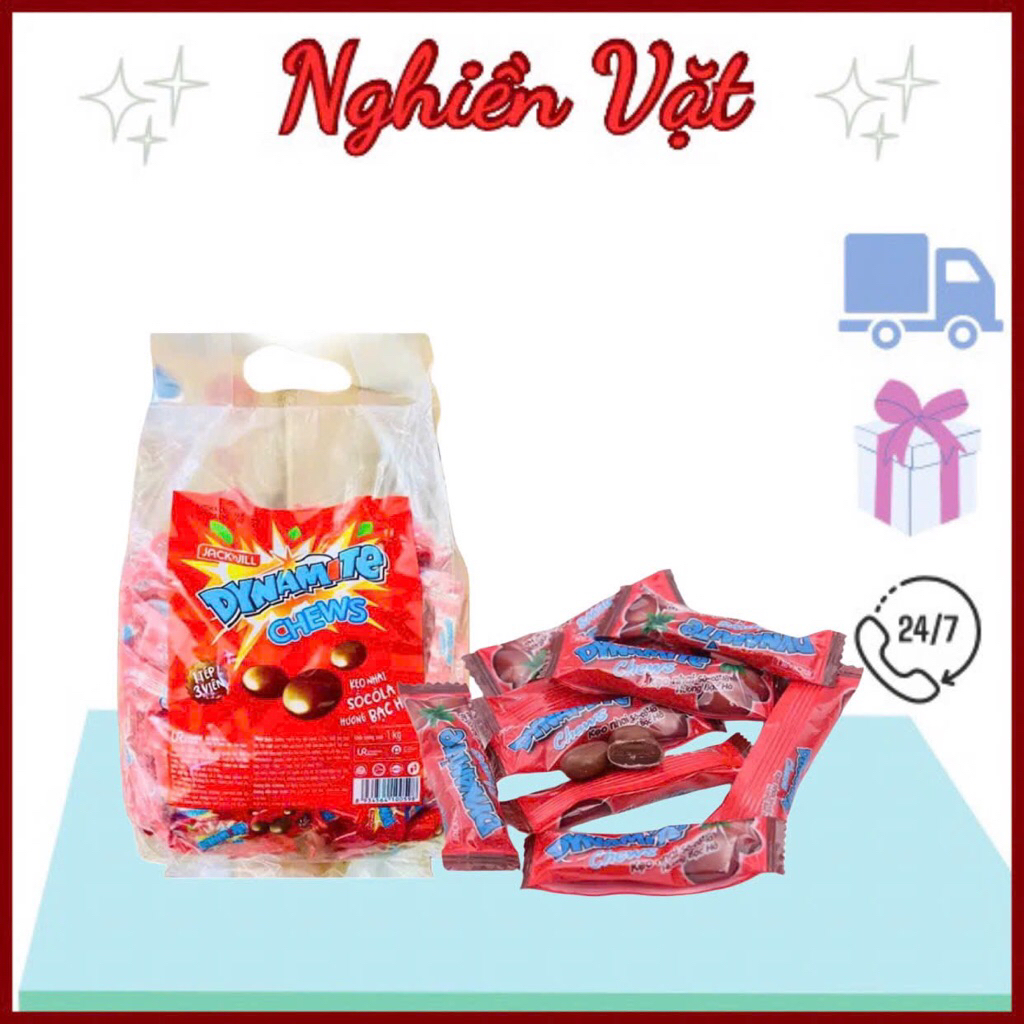 [TÚI 1KG] Kẹo nhai sô-cô-la Hương Bạc Hà Dynamite 3 viên 1 tép- Nghiền vặt