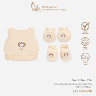M&B (0-3M) Set nón bao tay chân sơ sinh thun chất cotton cao cấp dành cho bé trai, bé gái thoáng mát BST SS25/26