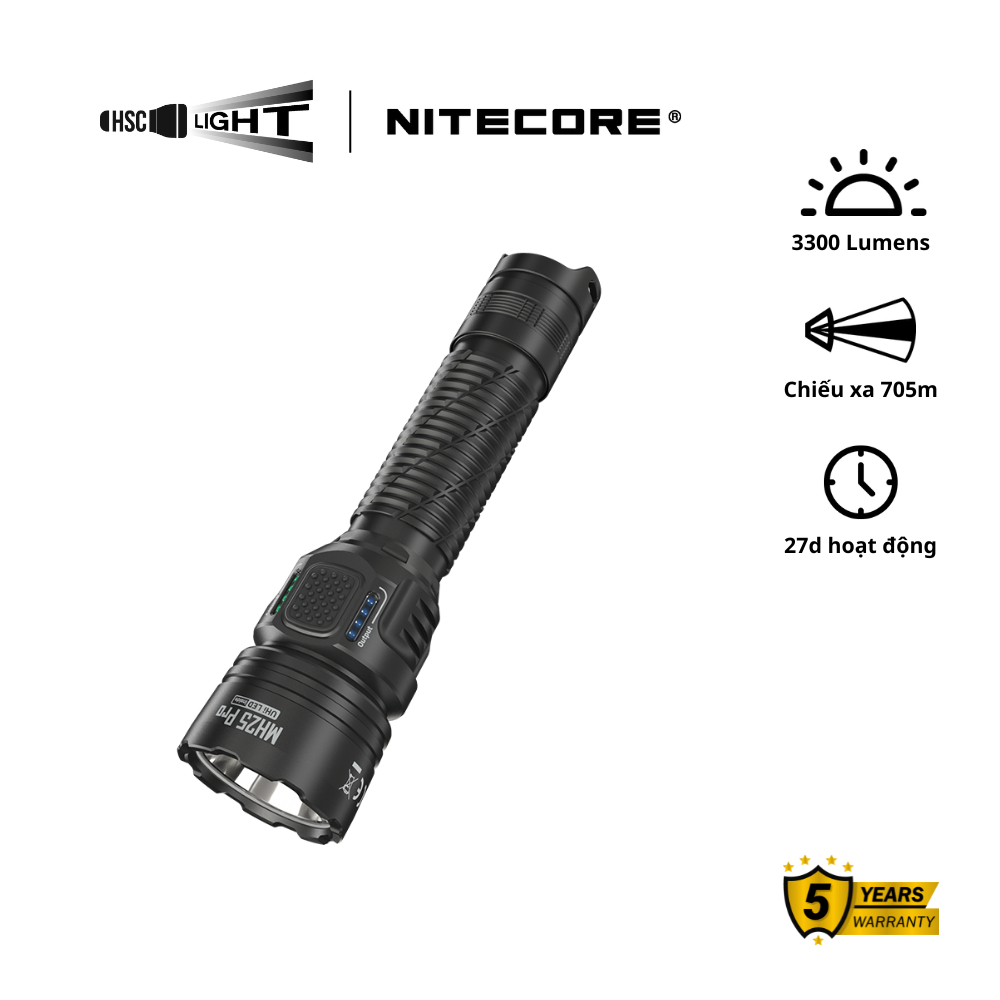 Đèn Pin Nitecore MH25 Pro | LED UHi 40, 3300 Lumens | Chiếu Xa 705m, Pin 21700 5000mAh, Sạc USB-C