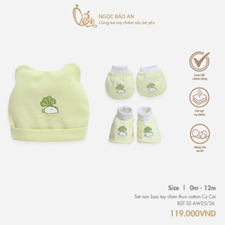 M&B (0-3M) Set nón bao tay chân sơ sinh bo chun chất cotton cao cấp dành cho bé trai, bé gái thoáng mát BST SS25