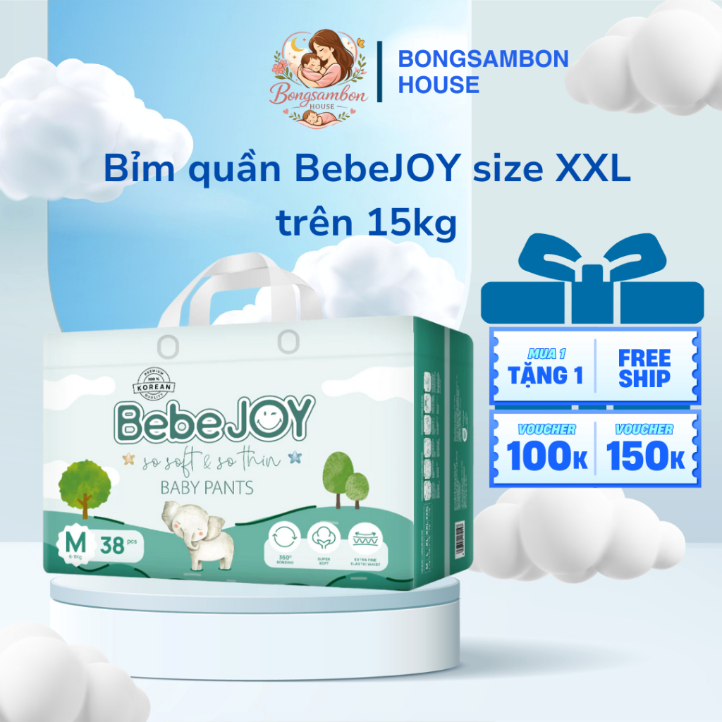 Bỉm quần BebeJOY size XXL trên 15kg - 32 miếng  - BONGSAMBON HOUSE