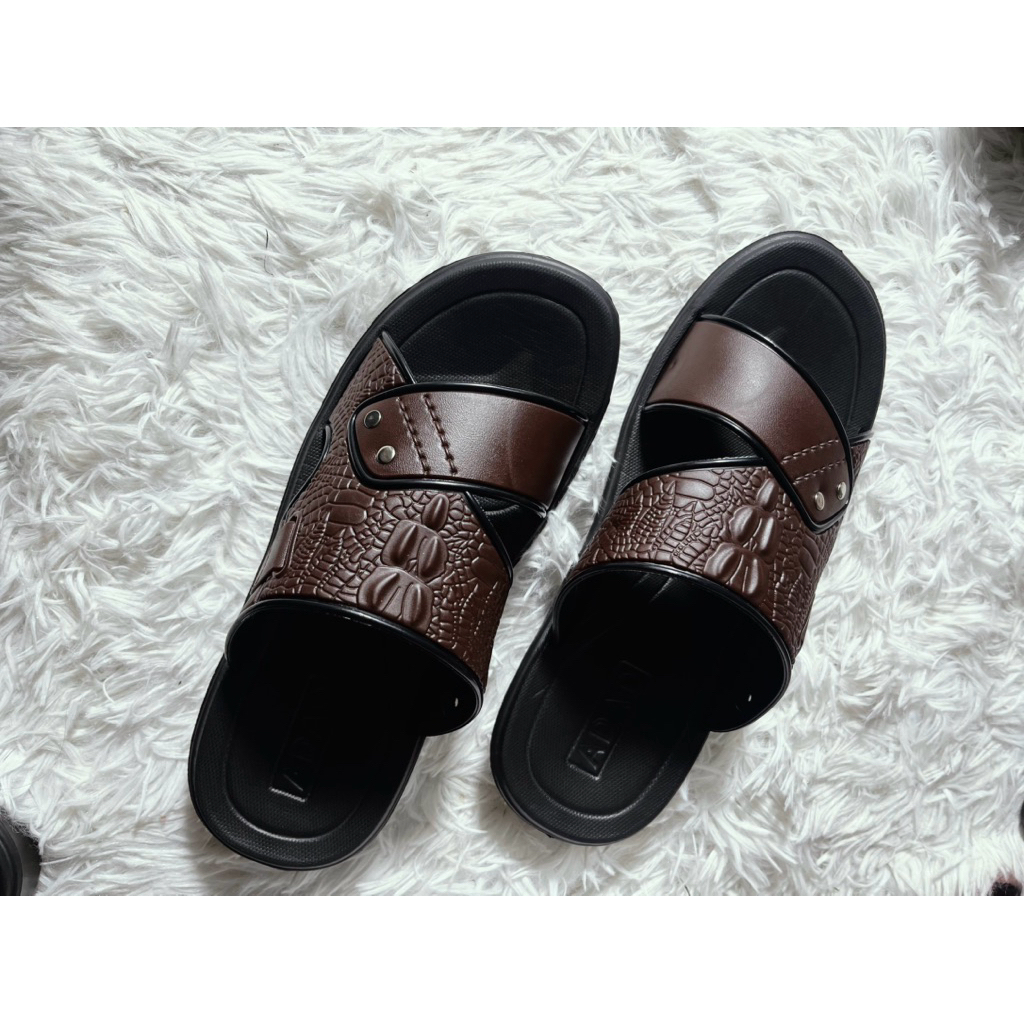 Tăng 1 size để vừa chân-cao su EVA Dép lê nam, quai ngang, đi mềm chân, cho người lớn, nam giới, HOẠ TIẾT CÁ SẤU