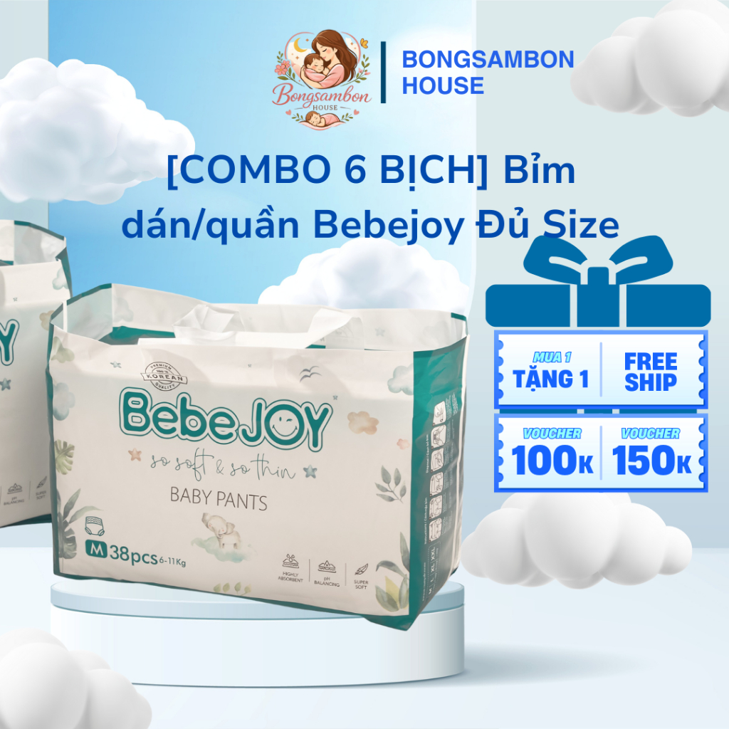 [COMBO 6 BỊCH] Bỉm dán/quần Bebejoy Đủ Size  - BONGSAMBON HOUSE