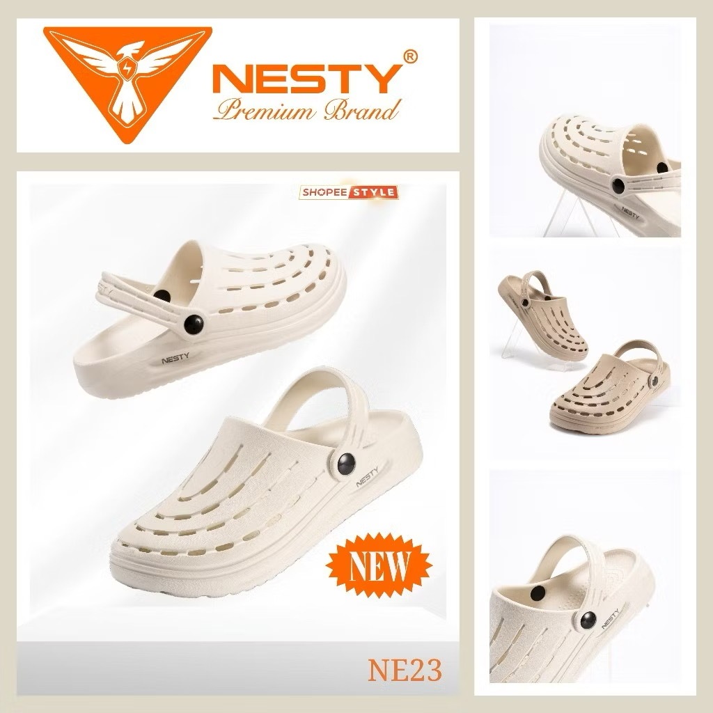 [NESTY NE23] - (TẶNG CHARM) Dép Sục Nam Nữ Nesty NE23  Đế Cao 2,5–3cm Nhẹ Êm, Thoáng Khí, Thoải Mái,