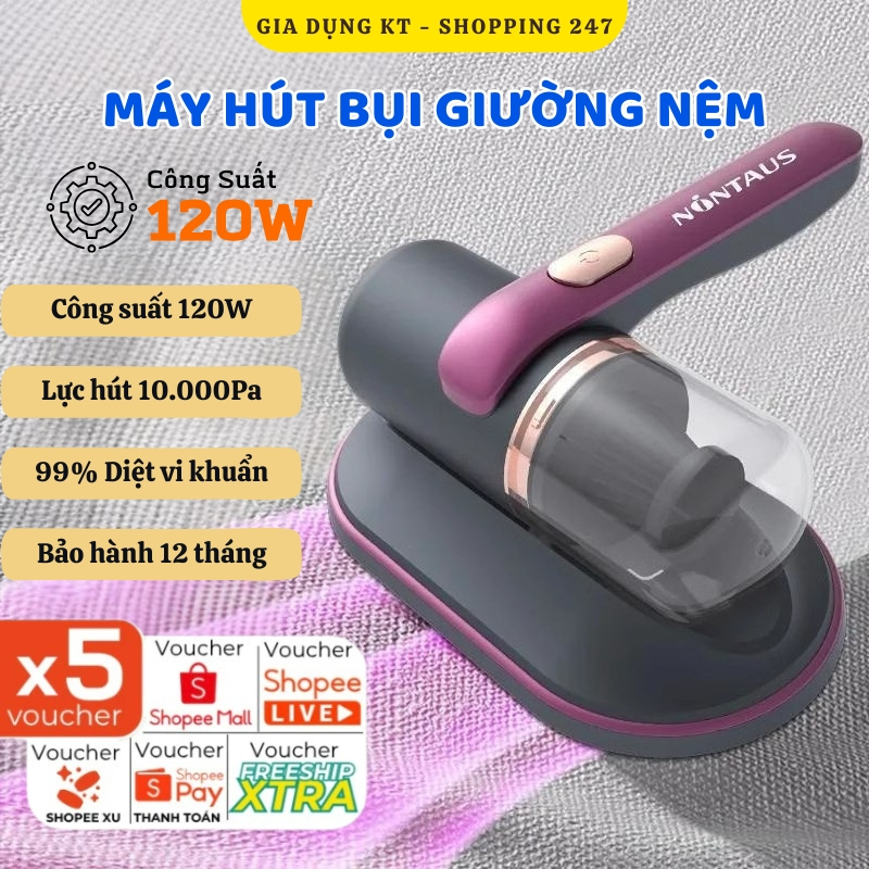 Máy hút bụi giường nệm NONTAUS, Máy hút bụi cầm tay đa năng có tia UV diệt khuẩn, làm sạch ga giường, chăn gối, quần áo