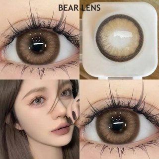   Có Cận  BEAR LENS Kính Áp Tròng Mẫu Nâu Tây 210 Giãn To  Tặng Kèm Khay Dụng Cụ Đeo  