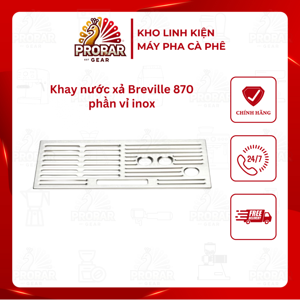Khay nước xả Breville 870 - Bạc - phần vỉ inox - Linh kiện máy pha cà phê Breville 870