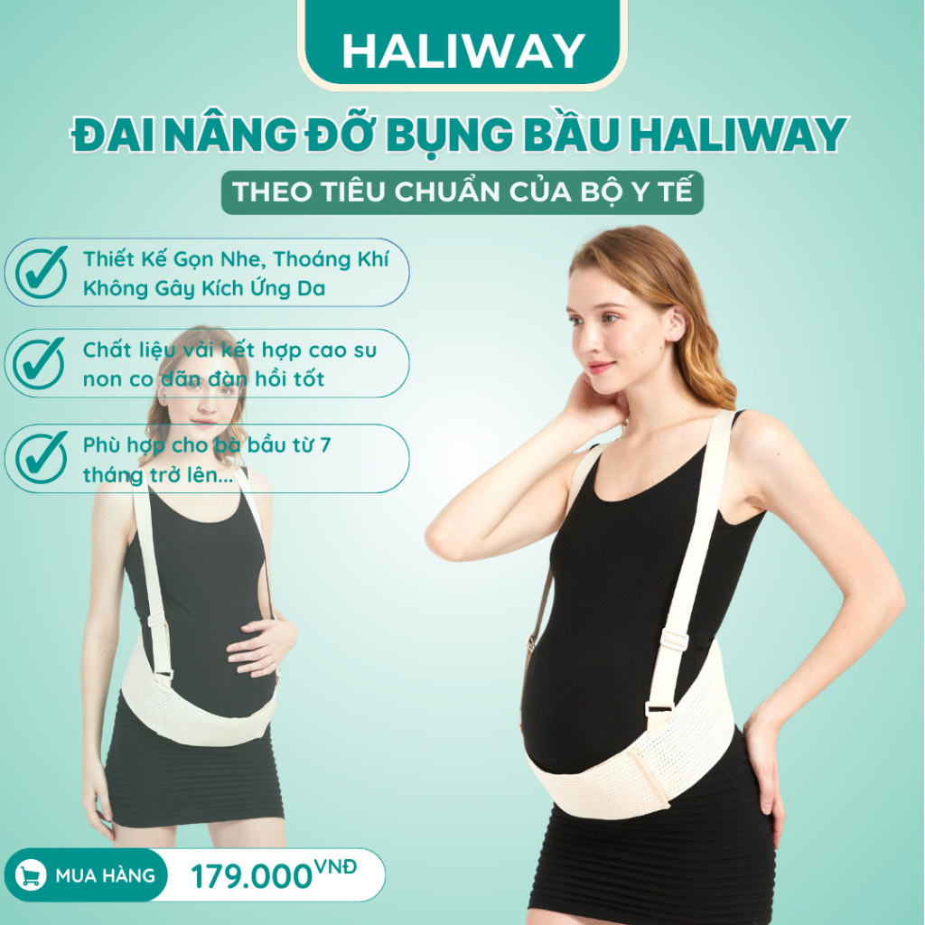 Đai nâng đỡ bụng bầu co giãn 4 chiều- An Toàn - Giảm đau mỏi lưng rạn bụng thương hiệu HALIWAY