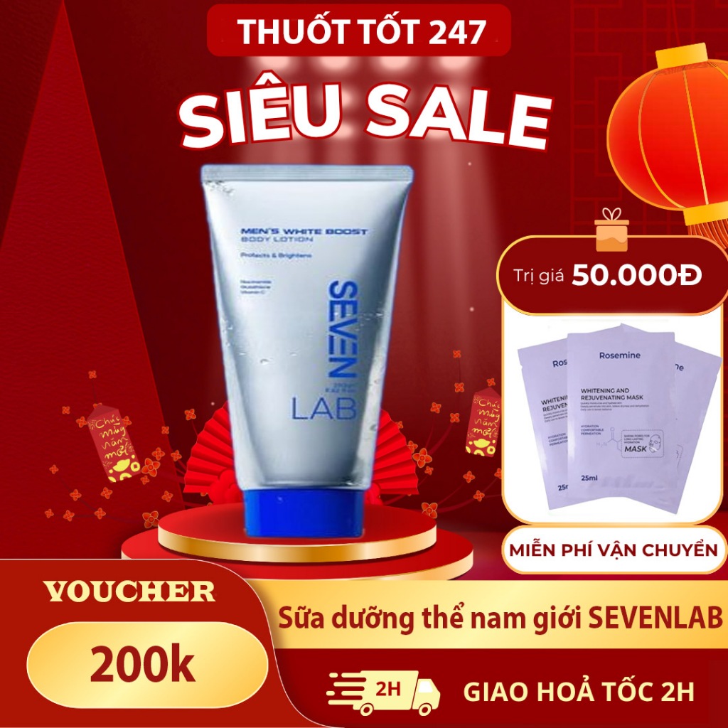 Sữa dưỡng thể trắng da nam giới SEVENLAB 250gram không bết dính, sáng mịn, đều màu da, phục hồi và b
