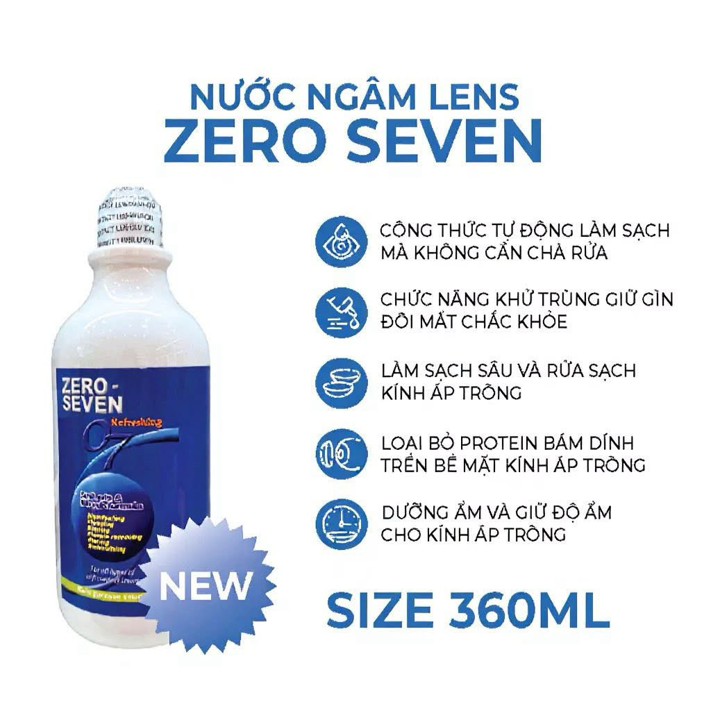Nước Ngâm Lens Chai to 360ml Zero-SeVen, bản cao cấp