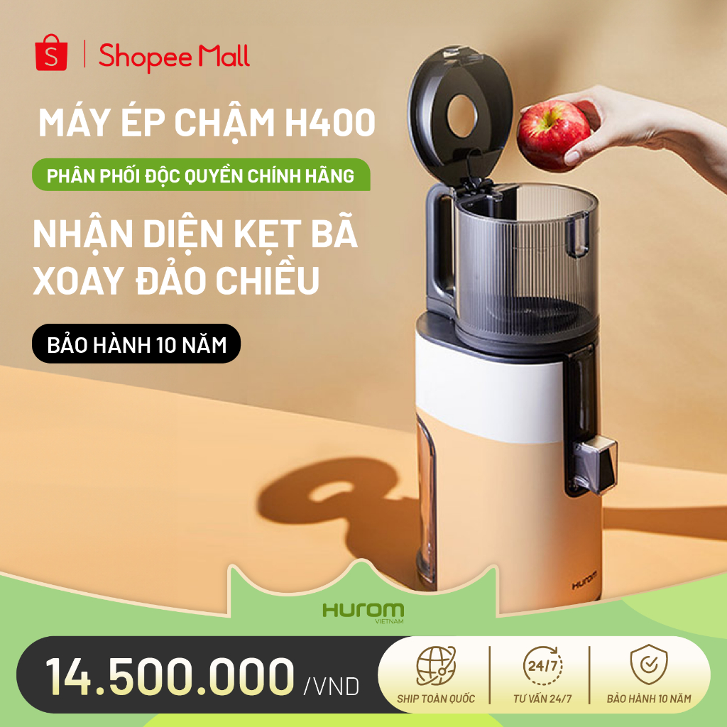 Máy ép chậm Hurom H400( Màu Trắng-Be) - Bảo hành chính hãng 10 năm - Phân phối độc quyền tại Việt Na