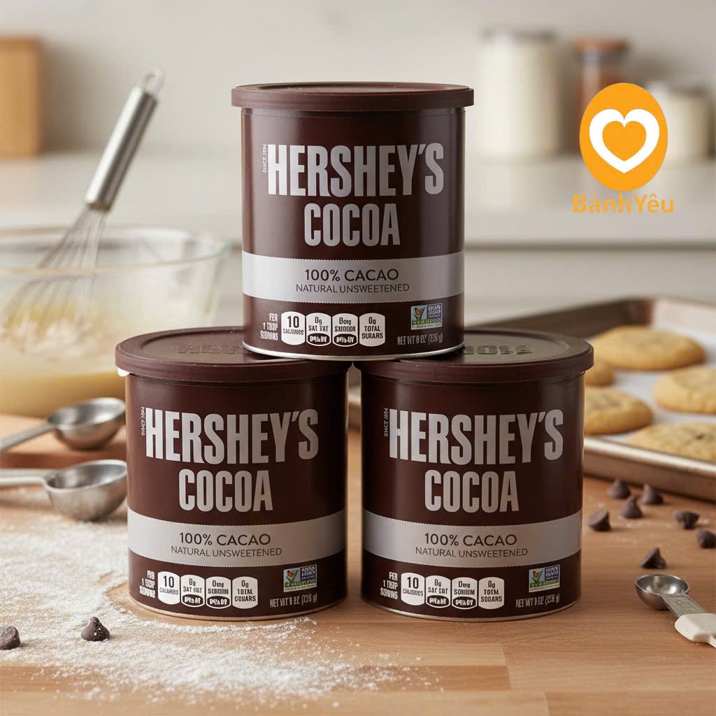 [Chính ngạch Mỹ] Bột Cacao Hershey's Nguyên Chất hộp 226g