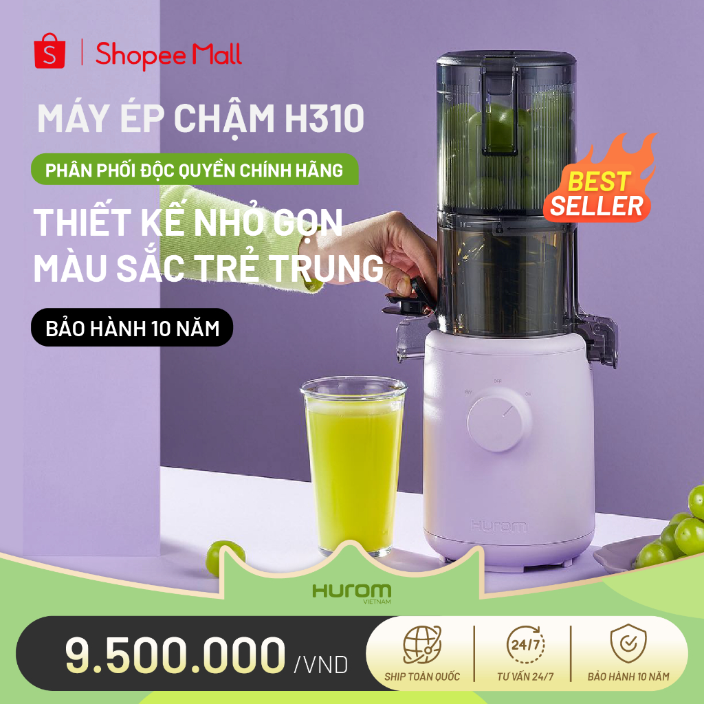 Máy ép chậm Hurom H310A (Màu tím) - Bảo hành chính hãng 10 năm - Phân phối độc quyền tại Việt Nam