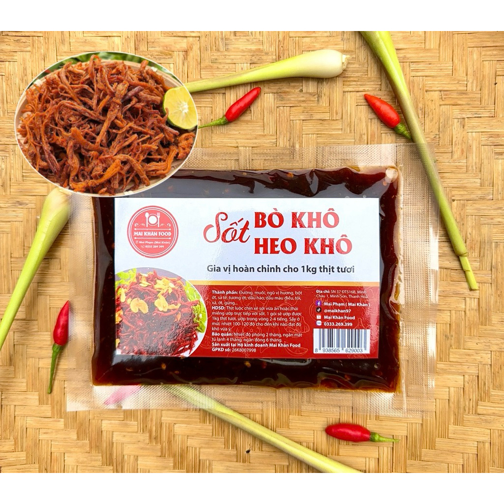 Sốt Ướp Bò Khô, Heo Khô (Túi 220g) Ướp được 1kg thịt tươi