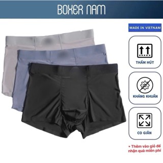 Combo 3 Quần Lót Nam Sịp Đùi Boxer Coolmax Lụa Băng Dáng Trunk Khử Mùi Kháng Khuẩn Boxer nam