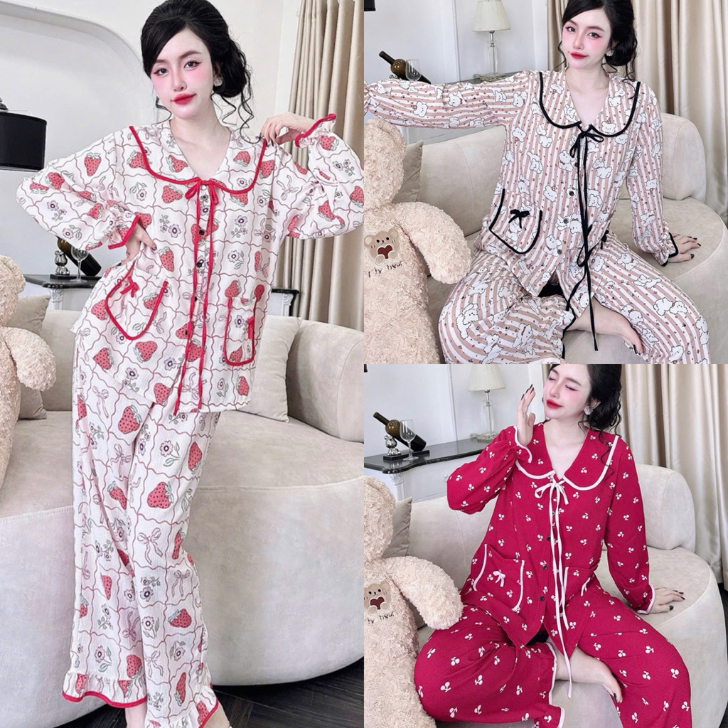 Pijama bigsize 50-100kg mặc nhà xinh xắn chất xốp gạo mềm mát