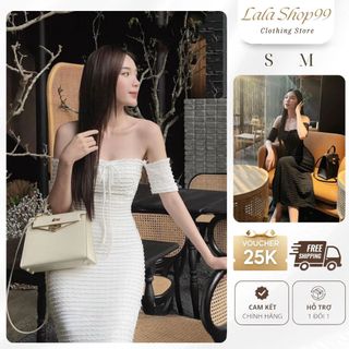 Váy Trễ Vai Body Nữ Dáng Dài Ôm Sát Tôn Dáng, Váy Body Nữ Nơ Ngực Sexy Sang Trọng Đi Chơi Dự Tiệc, Kèm Ảnh Thật Shop