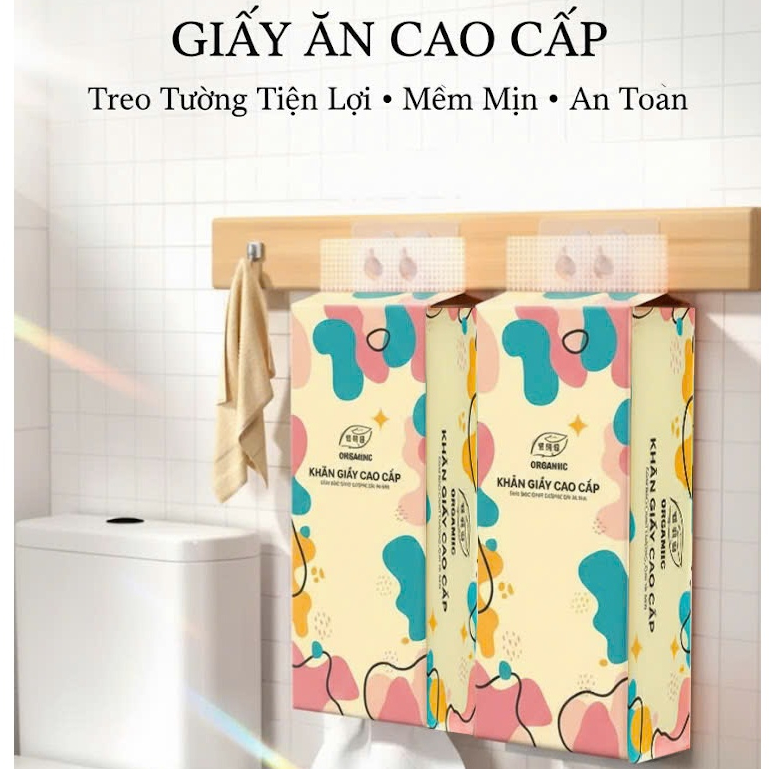 Thùng 10 bịch khăn giấy rút treo tường Đa Sắc 1280 tờ, dập vân 4D, Siêu dai và mềm mịn