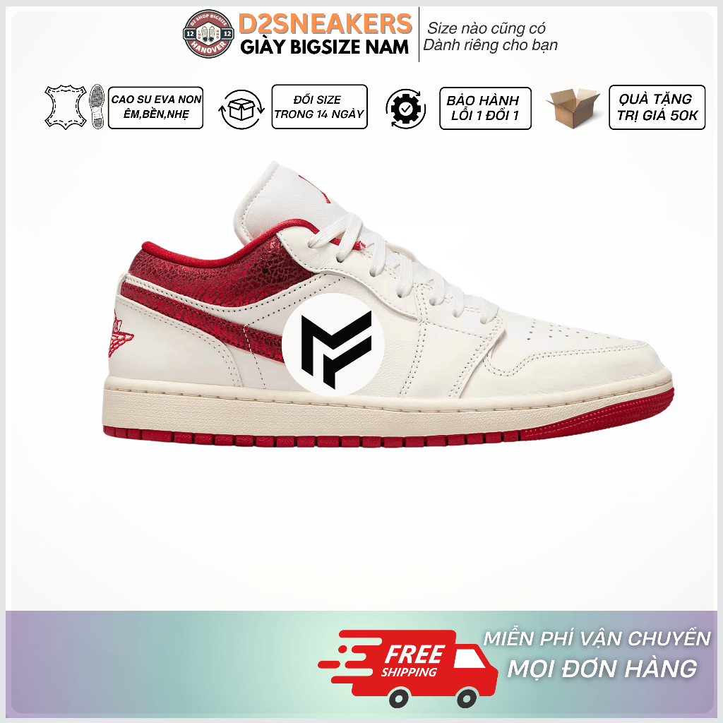 [D2 SNEAKER] Giày sneaker nam nữ cổ thấp J.D1 Ruby Red hottrend dễ phối, đế bằng êm ái