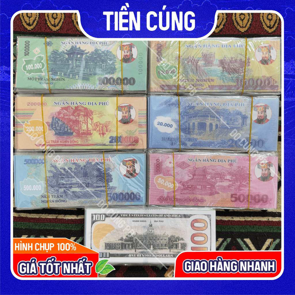 ( Cục 10 Xấp ) Giấy Tiền Vàng Mã, Tiền Việt Đủ Mệnh Giá polyme Việt. Đô La Mỹ Hàng Mã