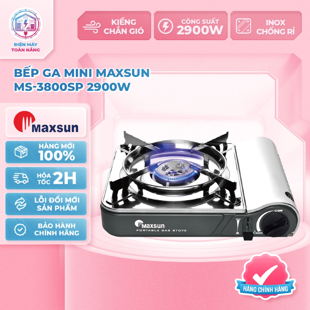 Bếp Ga Mini Maxsun MS-3800SP – Chân Kiềng Inox - Công Suất 2900W - Chính Hãng