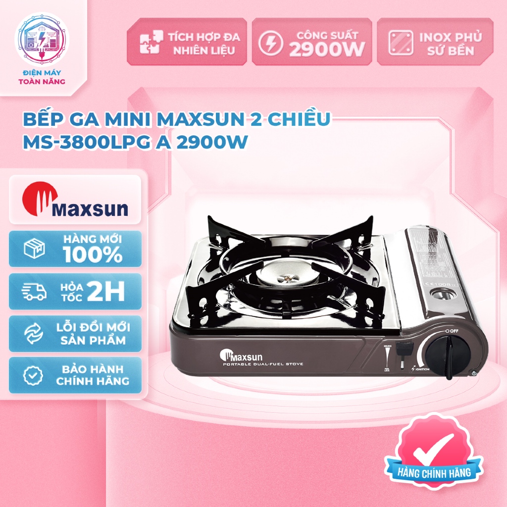 Bếp Ga Mini Hai Chiều Maxsun MS-3800LPG A – Công Suất 2900W - Chính Hãng