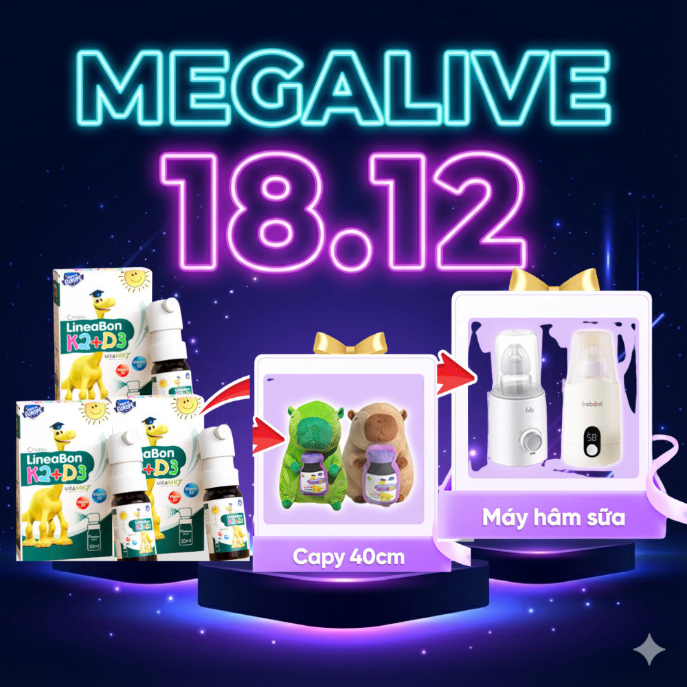 [Megalive] D3k2 Lineabon dạng xịt  bổ sung D3 và K2 hỗ trợ hấp thu canxi