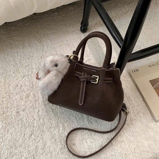 Túi Xách Nữ Da Lộn Nhúm Miệng Size 20  Đeo Chéo Đeo Vai Tặng Charm Thỏ Xù Hàn Quốc – HT545